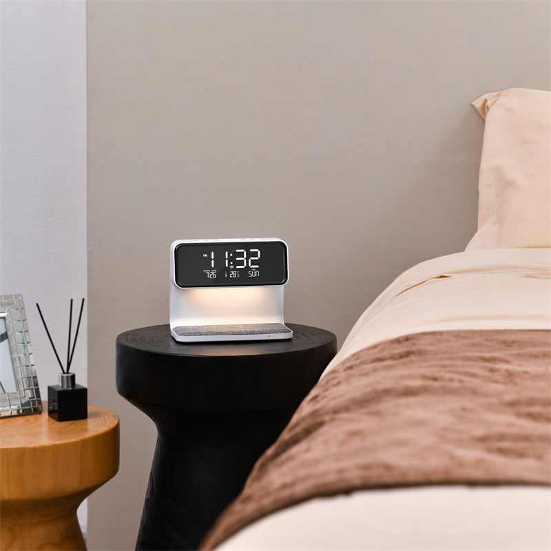 3-in-1 Bedside Lamp with Wireless Charging and Alarm - Idea Spark Hub 