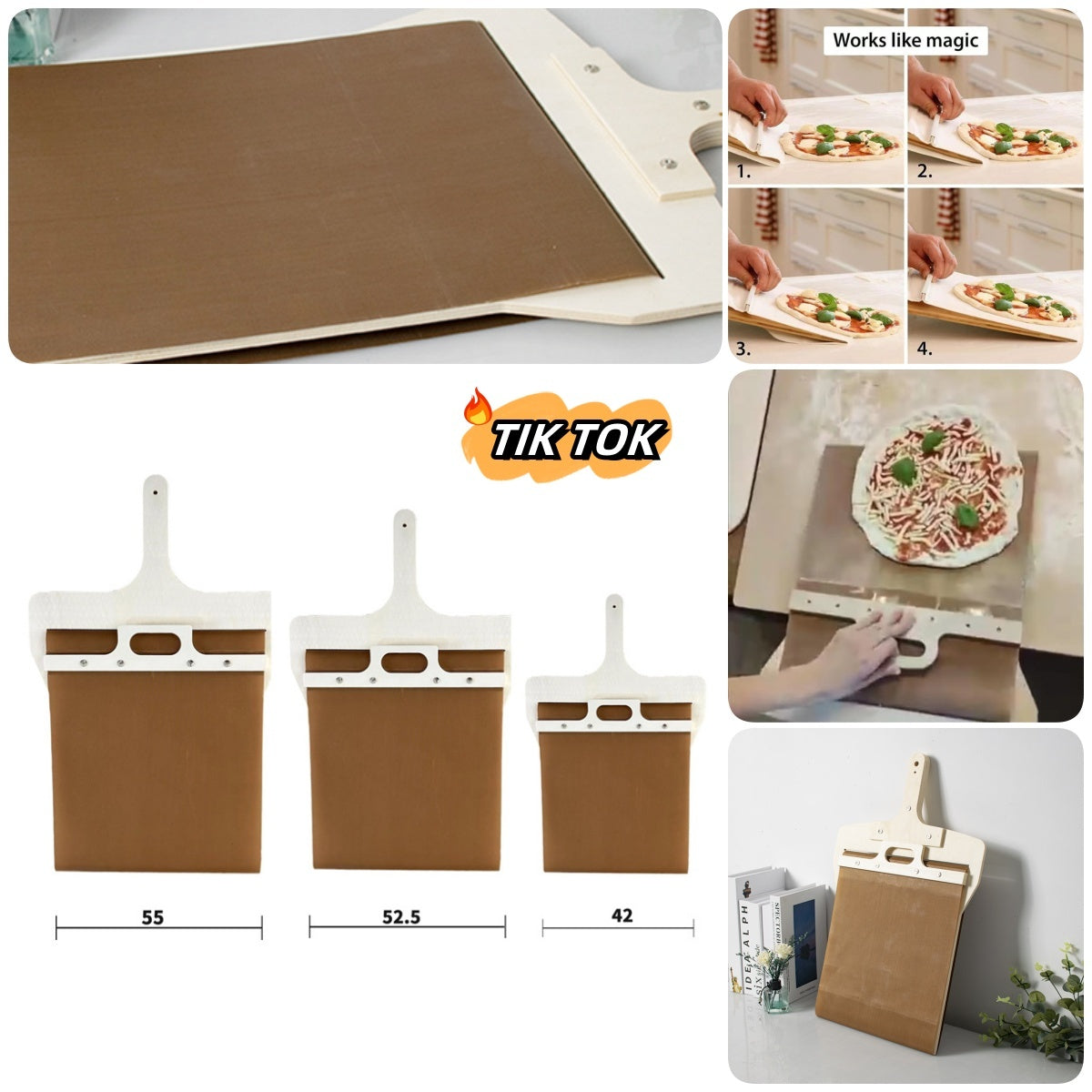 Sliding Pizza Peel with Wooden Handle, 3 Sizes - Idea Spark Hub 