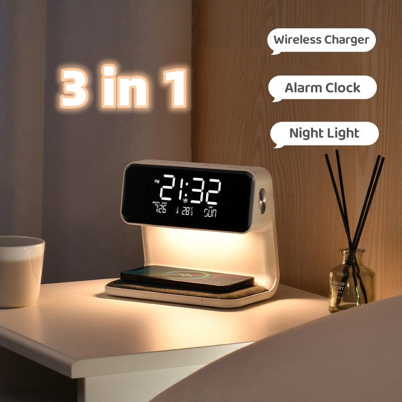 3-in-1 Bedside Lamp with Wireless Charging and Alarm - Idea Spark Hub 