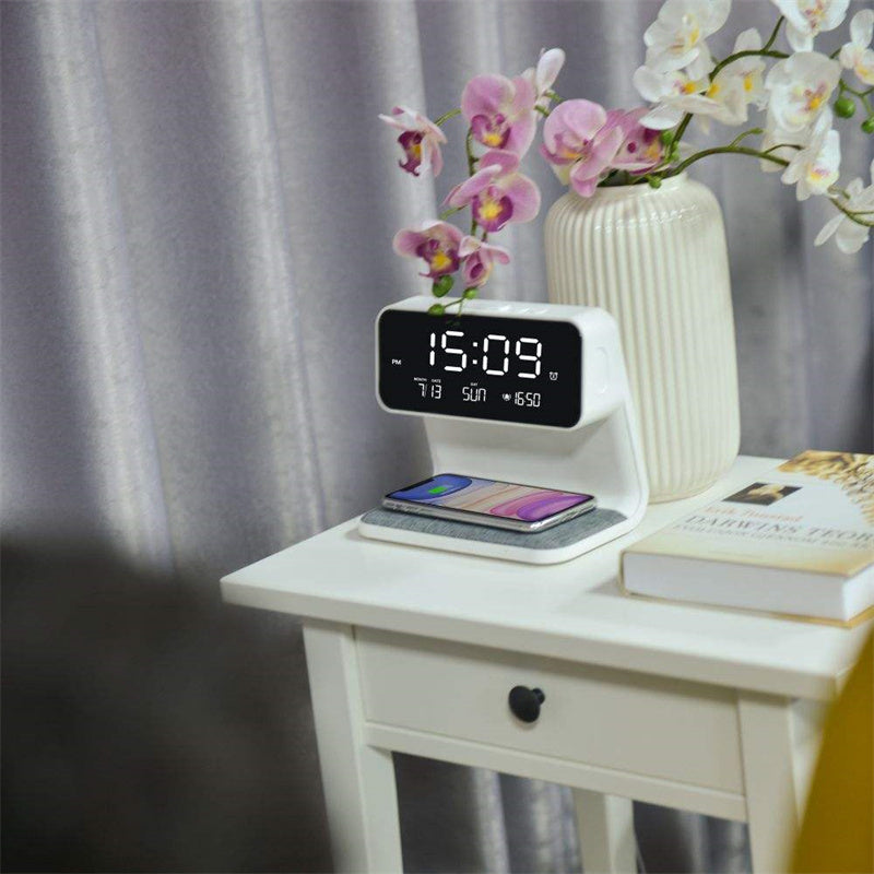 3-in-1 Bedside Lamp with Wireless Charging and Alarm - Idea Spark Hub 