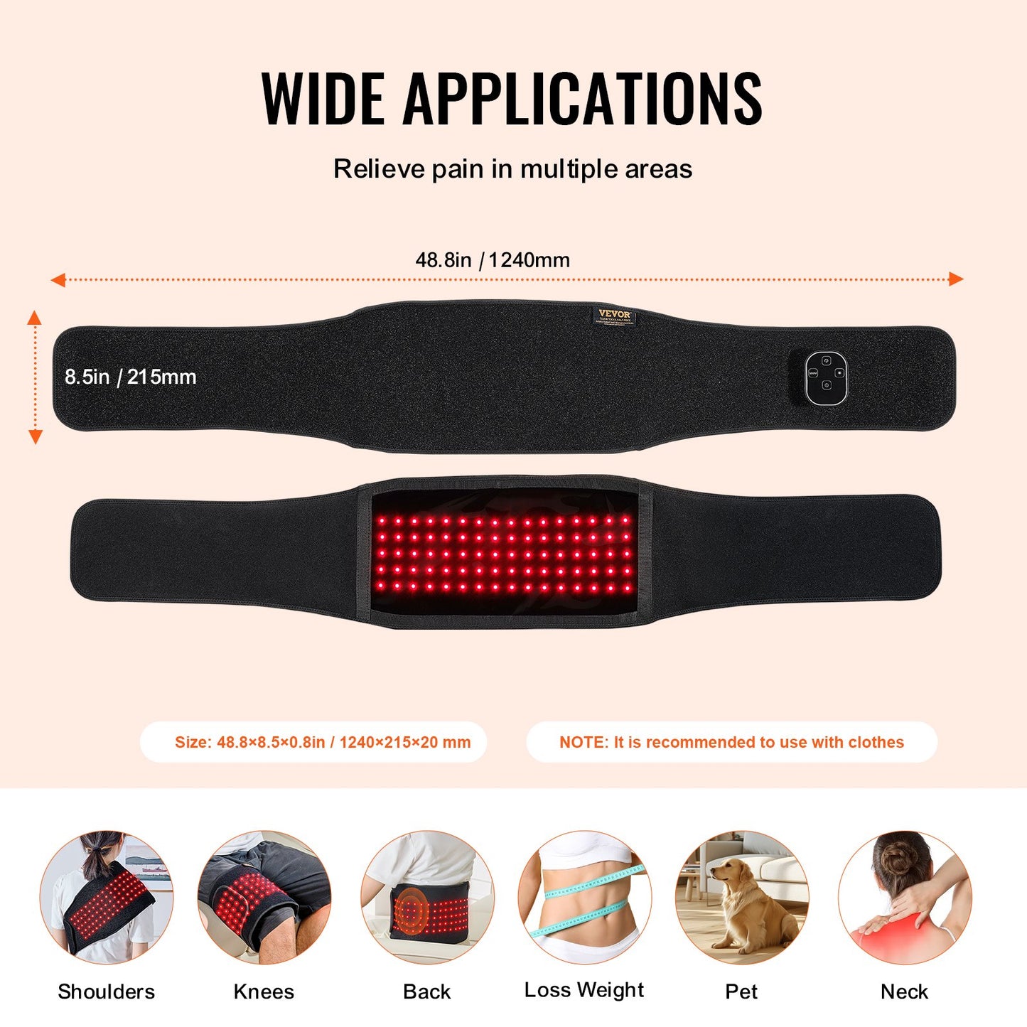 Red Light Therapy Belt For Waist Shoulder 660&850nm Light Therapy Device