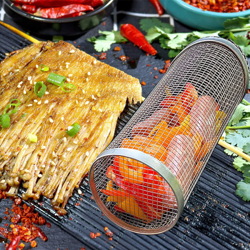 Portable Rolling BBQ Grilling Basket for Outdoor Cooking - Idea Spark Hub 