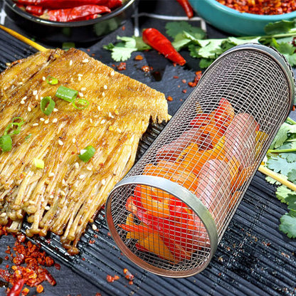 Portable Rolling BBQ Grilling Basket for Outdoor Cooking - Idea Spark Hub 